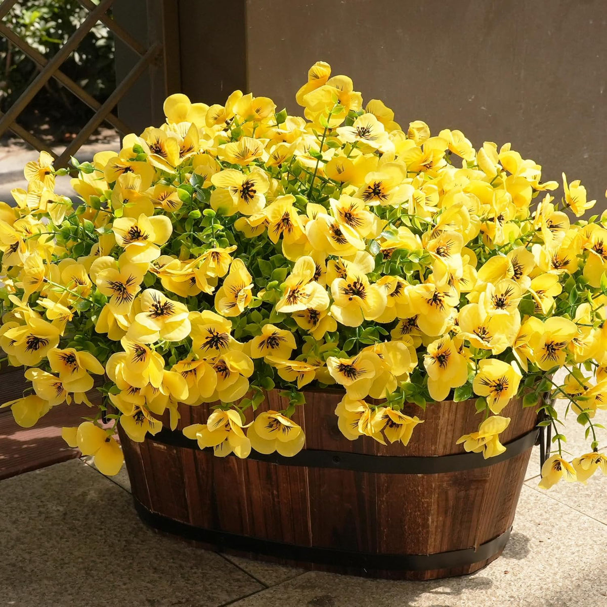 Artificial Flowers for Outdoor, UV Resistant Fake Silk Pansies Flowers, Realistic Faux Plants for Outside Indoor Porch Patio Window Box Planter Home Decor (16, Yellow Purple White Red)