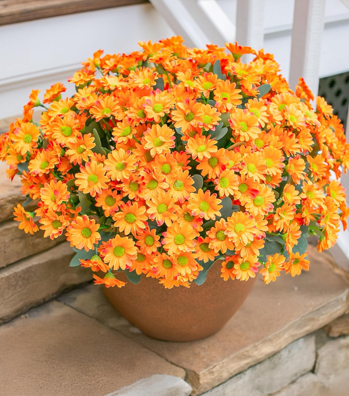 Daisy Artificial Flowers for Outdoors Decoration, 6 Bundles Fake Plants Flowers Bouquet Faux Flowers for Outdoor Planter Look Real UV Resistant Silk Flowers for Outside Front Door Porch Patio, Yellow