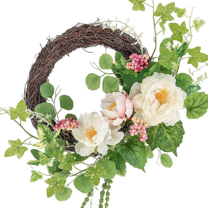 18 Inch Blue Faux Hydrangea Half Wreath, Spring Summer Year-Round Floral Wreaths Decor, Romantic Blooming Accent for Front Door, Porch, Living Room, Bedroom, Wall, Wedding Decorations