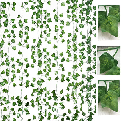 200 Strands 1200FT Fake Ivy Leaves Artificial Ivy Greenery Garland Faux Willow Vines Silk Hanging Plants Home Aesthetic Jungle Party Vines for Bedroom Wedding Patio Garden Wall Room