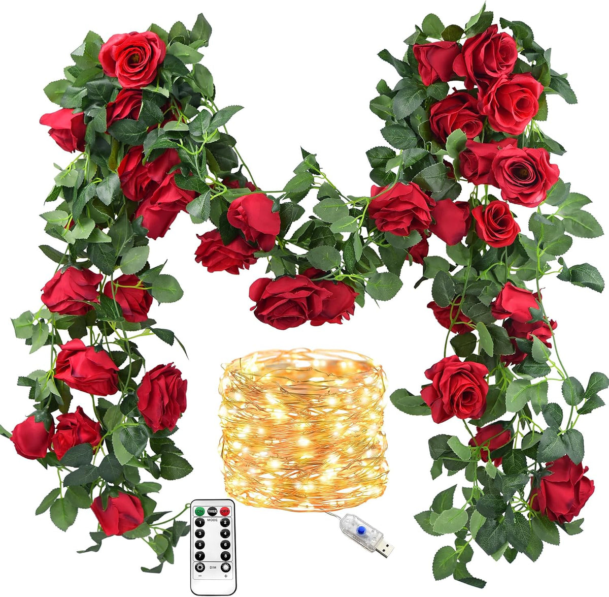 FiveSeasonStuff Artificial Natural Green Willow Garlands, Bendable Greenery Vine Leaves for Wedding Home Decoration (2 Pcs, 11.8 feet)