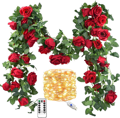 FiveSeasonStuff Artificial Natural Green Willow Garlands, Bendable Greenery Vine Leaves for Wedding Home Decoration (2 Pcs, 11.8 feet)