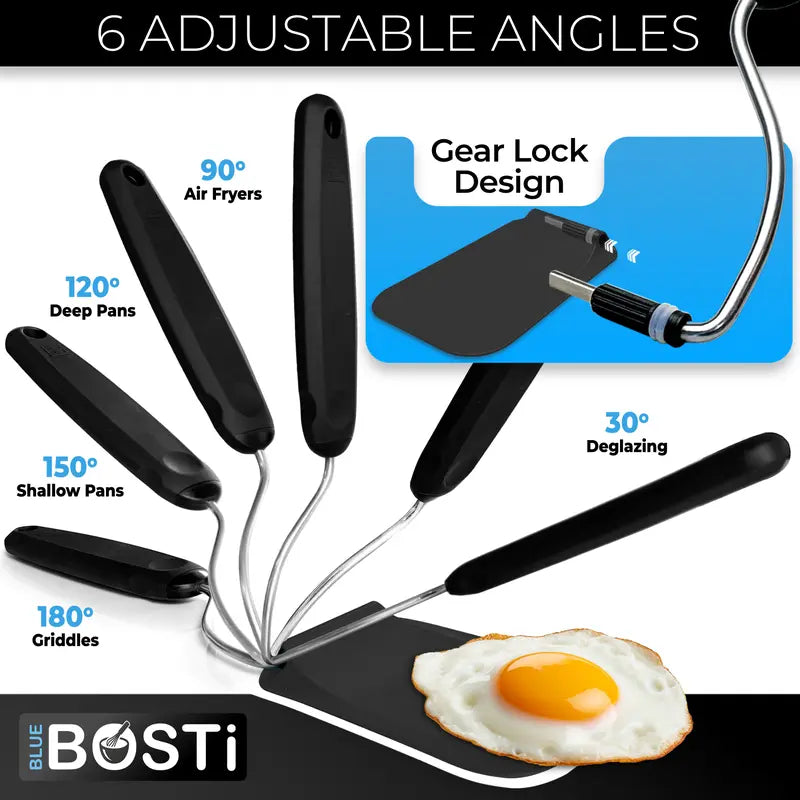 Adjustable Angle Spatula with 2 PPSU Heads - BPA-Free Kitchen Gadget for Air Fryers and Griddles