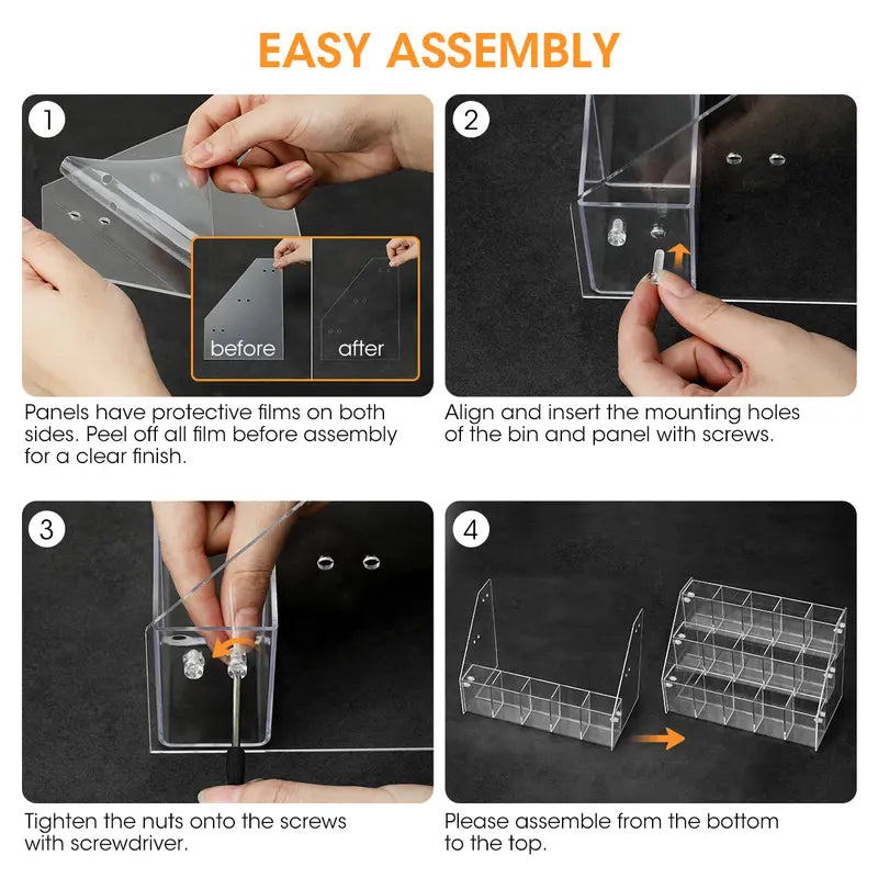 15-Slot Clarity Acrylic Drink Packet Organizer - Display Holder and Storage Rack for Water Flavor Mix
