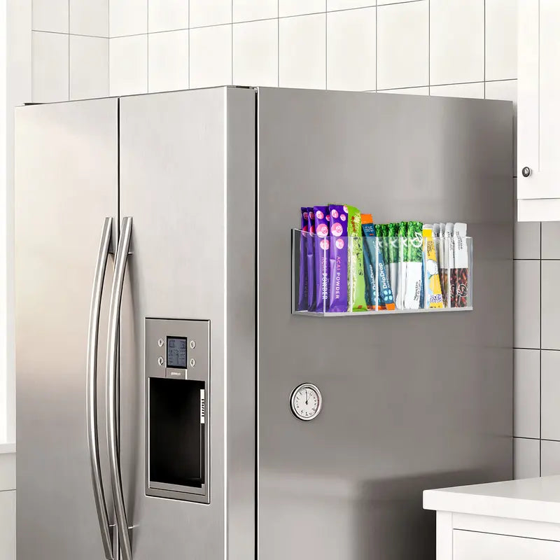 Drink Packet Organizer, Mountable Space-Saving Tidy Counter Setup Holder with Adhesive & Magnetic Sticker