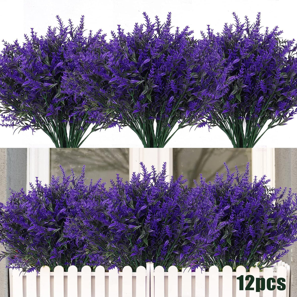 Outdoor Artificial Plant UV Resistant Fake Stems Plants, Faux Plastic Greenery for Indoor and Outdoor Hanging Plants Garden Porch Window Box Home Wedding Farmhouse Outdoor Decorations for Patio (Fuchsia)