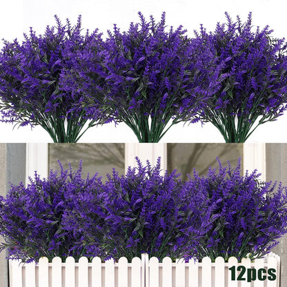 Outdoor Artificial Plant UV Resistant Fake Stems Plants, Faux Plastic Greenery for Indoor and Outdoor Hanging Plants Garden Porch Window Box Home Wedding Farmhouse Outdoor Decorations for Patio (Fuchsia)