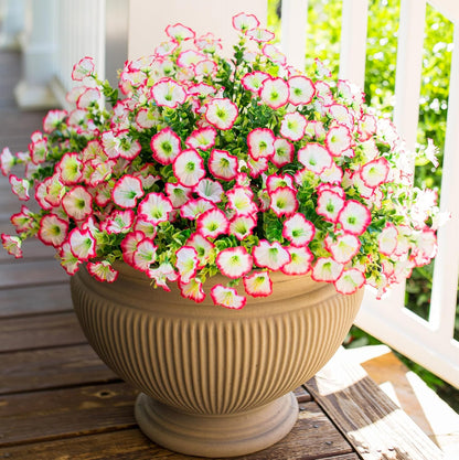 Artificial Flowers for Outdoors Fake Plants Spring Summer Decor, 12 Bundles Orange Silk Morning Glory with Eucalyptus Look Real UV Resistant Faux Flowers for Outside Planters Front Door Yard Indoor