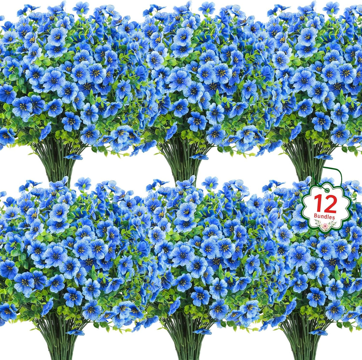 Ouddy Decor 24 Bundles Artificial Flowers for Outdoors Fake Silk Flowers UV Resistant Faux Plastic Plants for Spring Summer Garden Porch Window Box Table Vase Home Indoor Outdoor Decoration, Yellow