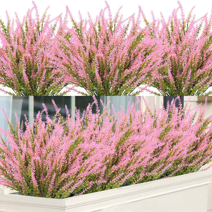 Ouddy Decor 24 Bundles Artificial Lavender Fake Flowers Faux Plastic Plants for Home Wedding Kitchen Garden Patio Window Box Office Table Centerpieces Indoor Outdoor Decor, Gray Purple