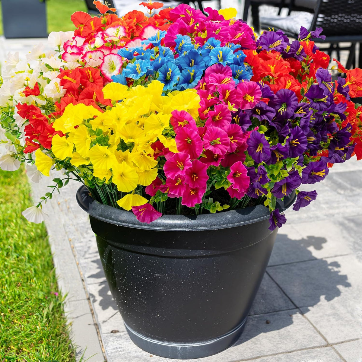 24 Bundles Artificial Flowers for Outdoors/Indoors, Fake Flowers Plants for Indoor and Outdoor Garden Porch Window Box Home Wedding Farmhouse (8 Color)