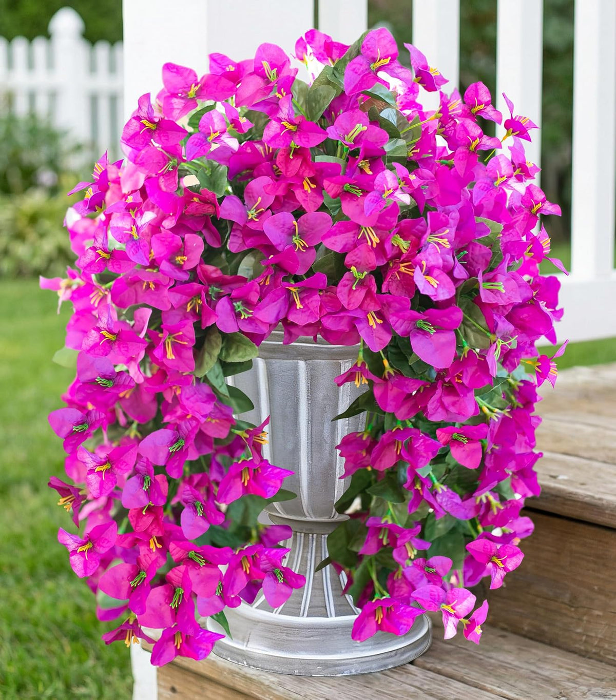 HyeFlora Bougainvillea Artificial Hanging Flowers Plants for Outdoors Decoration, 2 Pcs Fake Flowers Silk Bougainvillea Vines Realistic UV Resistant Faux Flowers for Outdoor Planters Porch Patio, Mix