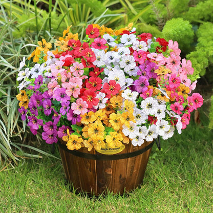 Artificial Flowers for Outdoors Spring Decor, 16 Bundles UV Resistant Realistic Fuax Silk Flowers, Fake Plants for Planter Indoor and Outdoor Garden Porch Patio Window Box Yard Farmhouse