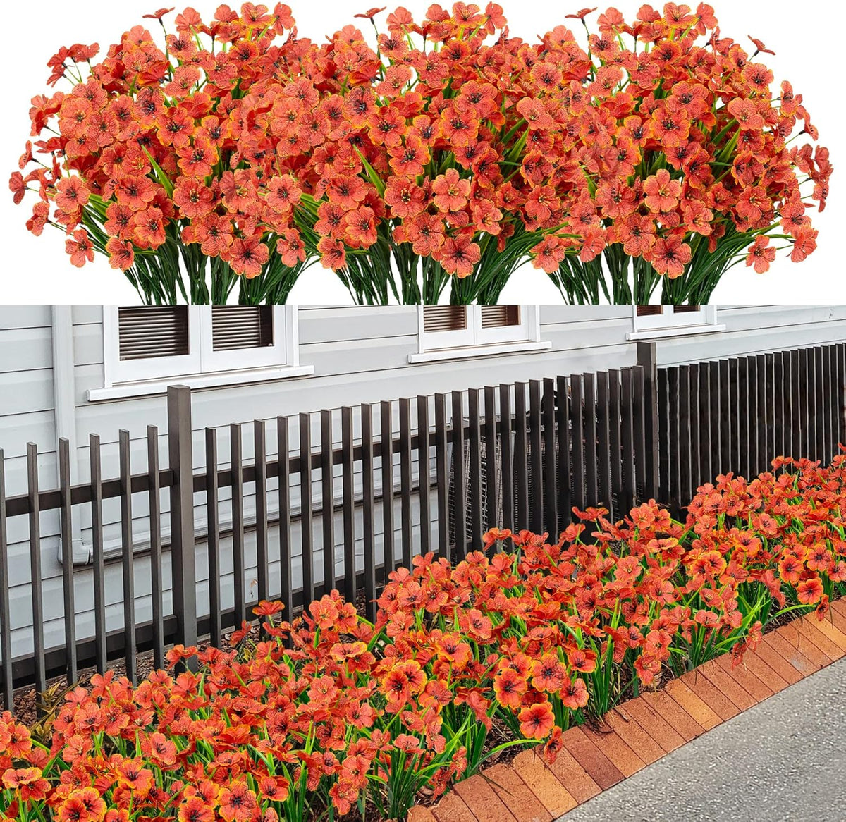 21 Bundles Artificial Outdoor UV Resistant Flowers No Fade Fake Outside Flowers Plastic Greenery Faux Shrubs Garden Porch Window Box Home Decoration(Purple)