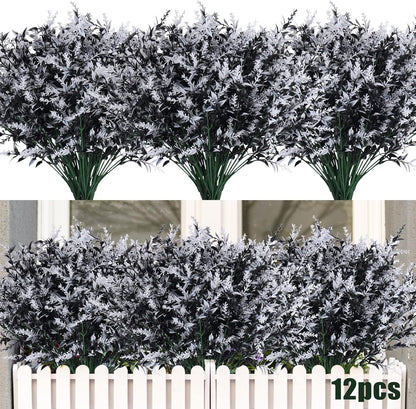 Outdoor Artificial Plant UV Resistant Fake Stems Plants, Faux Plastic Greenery for Indoor and Outdoor Hanging Plants Garden Porch Window Box Home Wedding Farmhouse Outdoor Decorations for Patio (Fuchsia)