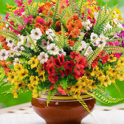 14 Pcs Artificial Flowers Outdoor UV Resistant Fake Flower for Outside Faux Greenery Plant Planter Plastic Flowers - No Maintenance Outdoor Faux Flowers for Porch Garden Home Decor (Mix 4)