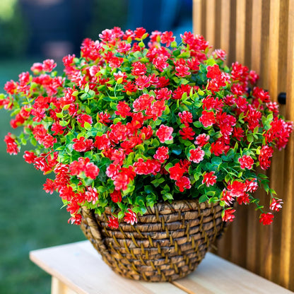 Artificial Fall Flowers Outdoor Fake Mums - 12 Bundles Fake Plants UV Resistant No Fade Faux Plastic Greenery Garden Porch Patio Fall Home Decor(OrangeGreen)