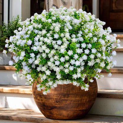 Artificial Fall Flowers Outdoor Fake Mums - 12 Bundles Fake Plants UV Resistant No Fade Faux Plastic Greenery Garden Porch Patio Fall Home Decor(OrangeGreen)