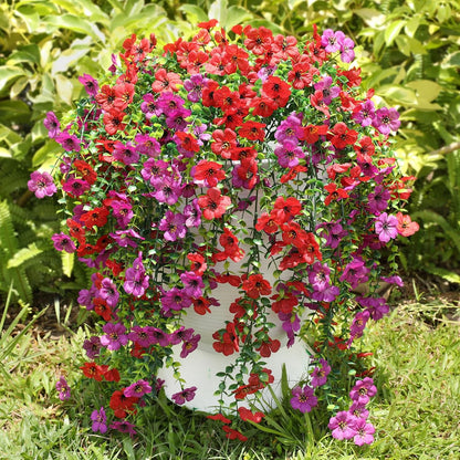 Artificial Flowers for Outdoors Spring Decor, 6 Bundles UV Resistant Realistic Fuax Silk Hanging Flowers, Fake Plants for Planter Indoor and Outdoor Garden Porch Patio Balcony Yard Farmhouse