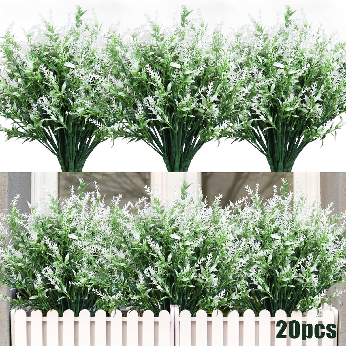 Outdoor Artificial Plant UV Resistant Fake Stems Plants, Faux Plastic Greenery for Indoor and Outdoor Hanging Plants Garden Porch Window Box Home Wedding Farmhouse Outdoor Decorations for Patio (Fuchsia)