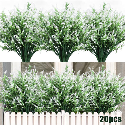 Outdoor Artificial Plant UV Resistant Fake Stems Plants, Faux Plastic Greenery for Indoor and Outdoor Hanging Plants Garden Porch Window Box Home Wedding Farmhouse Outdoor Decorations for Patio (Fuchsia)