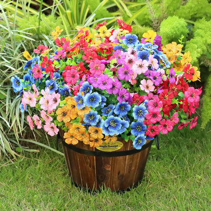 Artificial Flowers for Outdoors Spring Decor, 16 Bundles UV Resistant Realistic Fuax Silk Flowers, Fake Plants for Planter Indoor and Outdoor Garden Porch Patio Window Box Yard Farmhouse