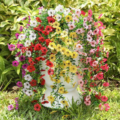 Artificial Flowers for Outdoors Spring Decor, 6 Bundles UV Resistant Realistic Fuax Silk Hanging Flowers, Fake Plants for Planter Indoor and Outdoor Garden Porch Patio Balcony Yard Farmhouse