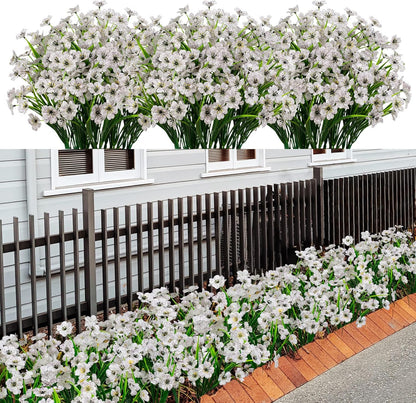 21 Bundles Artificial Outdoor UV Resistant Flowers No Fade Fake Outside Flowers Plastic Greenery Faux Shrubs Garden Porch Window Box Home Decoration(Purple)