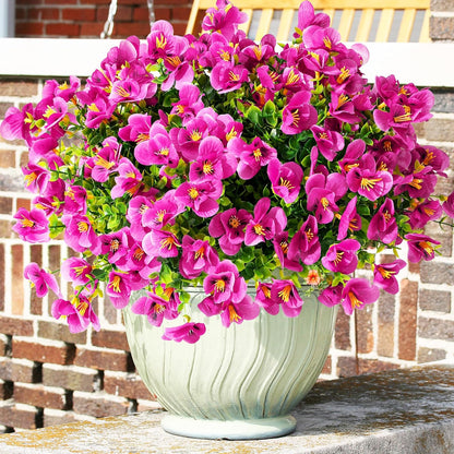 Artificial Flowers for Outdoor, UV Resistant Fake Silk Pansies Flowers, Realistic Faux Plants for Outside Indoor Porch Patio Window Box Planter Home Decor (16, Yellow Purple White Red)