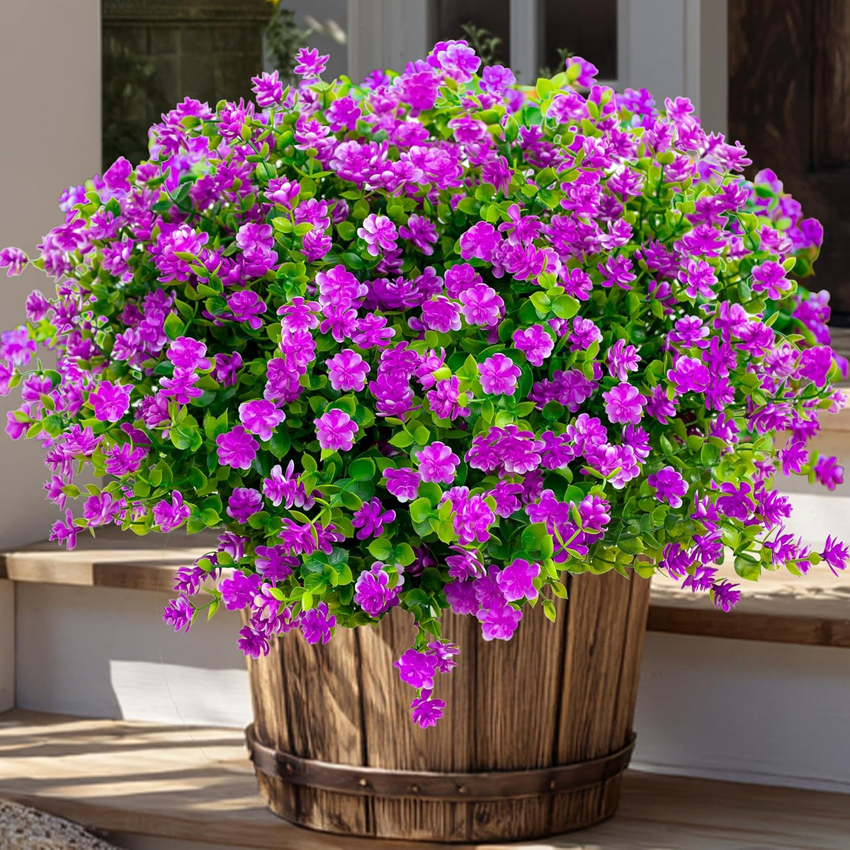 Artificial Fall Flowers Outdoor Fake Mums - 12 Bundles Fake Plants UV Resistant No Fade Faux Plastic Greenery Garden Porch Patio Fall Home Decor(OrangeGreen)