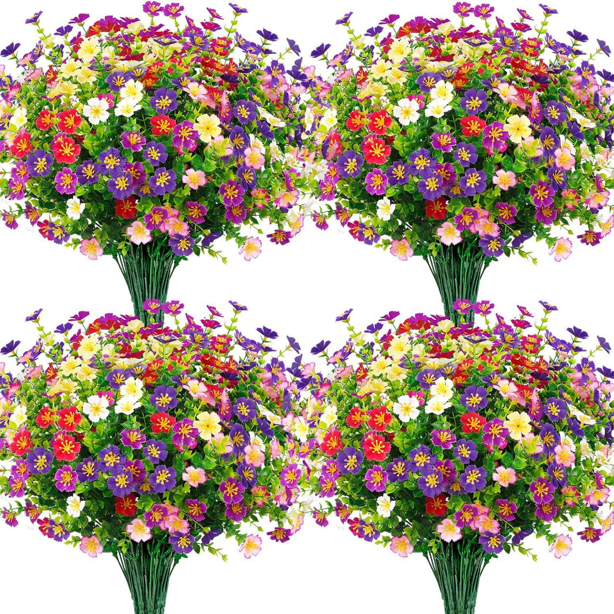 Ouddy Decor 24 Bundles Artificial Silk Flowers for Outdoors, Fake Plants Faux Greenery for Indoor and Outdoor Garden Porch Window Hanging Planter Office Table Home Decor, Yellow