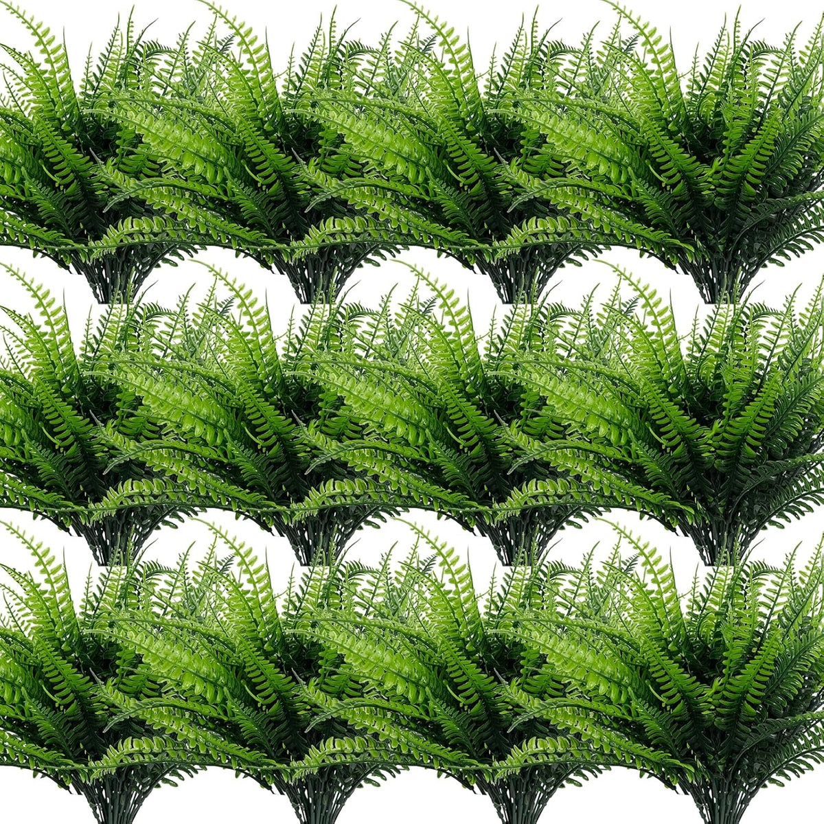 TURNMEON 20 Bundles Artificial Plants Outdoor Faux Boston Fern Spring Decor, Fake Plants UV Resistant Plastic Greenery Shrubs Artificial Fake Flowers for Outside Gardens Patio Yards Home Summer Decor