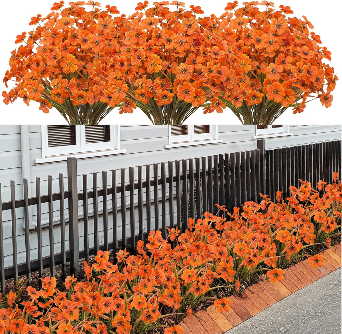 21 Bundles Artificial Outdoor UV Resistant Flowers No Fade Fake Outside Flowers Plastic Greenery Faux Shrubs Garden Porch Window Box Home Decoration(Purple)