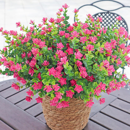 Artificial Flowers for Outdoors, 12 Bundles UV Resistant Realistic Faux Plants for Outside Porch Planter, Spring Summer Home Garden Decoration, Blue