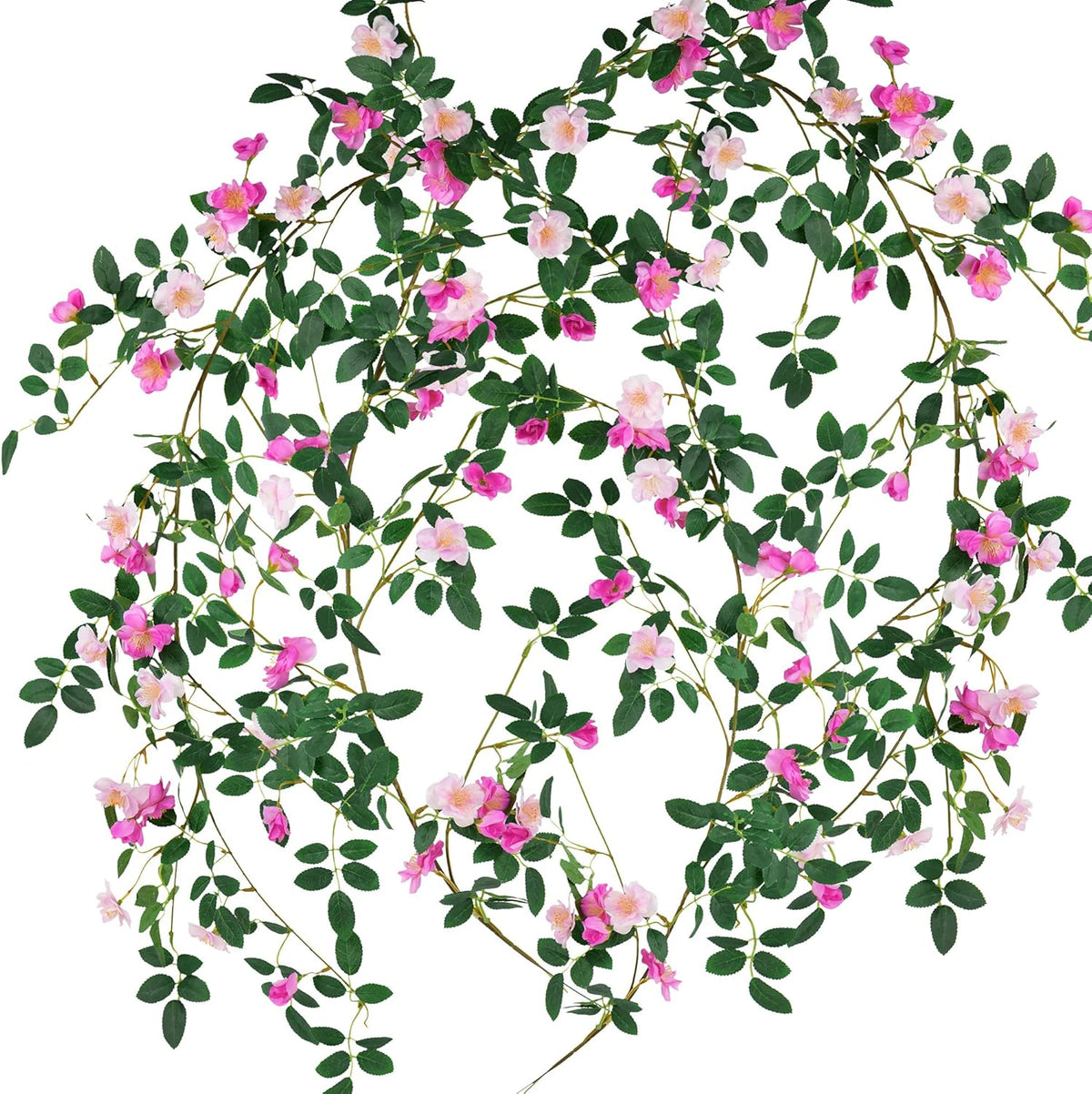 FiveSeasonStuff Artificial Natural Green Willow Garlands, Bendable Greenery Vine Leaves for Wedding Home Decoration (2 Pcs, 11.8 feet)