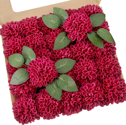 Artificial Flowers, 25 Pcs Realistic Artificial Rose for DIY Wedding Bouquets Centerpieces Arrangements, Sage Green Dahlia Flowers with Stem for Bridal Shower Party Home Decorations