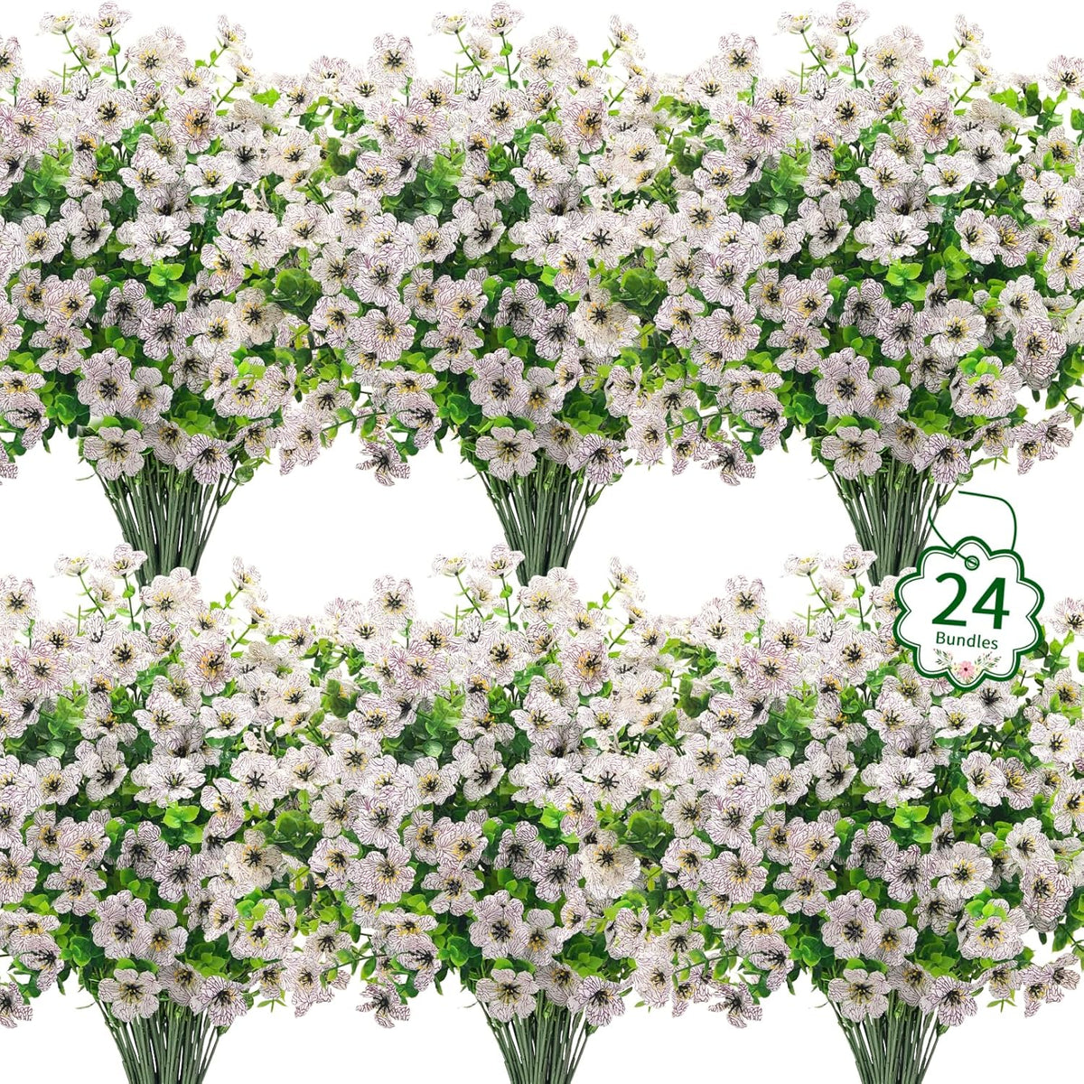 Ouddy Decor 24 Bundles Artificial Flowers for Outdoors Fake Silk Flowers UV Resistant Faux Plastic Plants for Spring Summer Garden Porch Window Box Table Vase Home Indoor Outdoor Decoration, Yellow