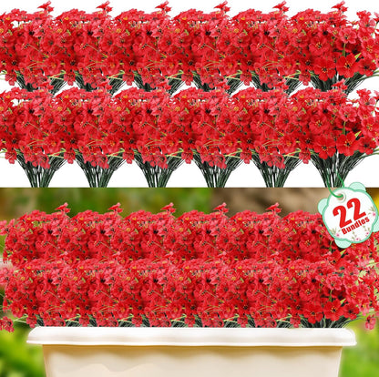 Artificial Flowers Outdoor Fake Plants, Faux Silk Flowers Plastic Plants for Outdoors Indoor and Outdoor Front Porch Hanging Planter Window Box Garden Home Spring Decoration, 14 Pack (Mix)