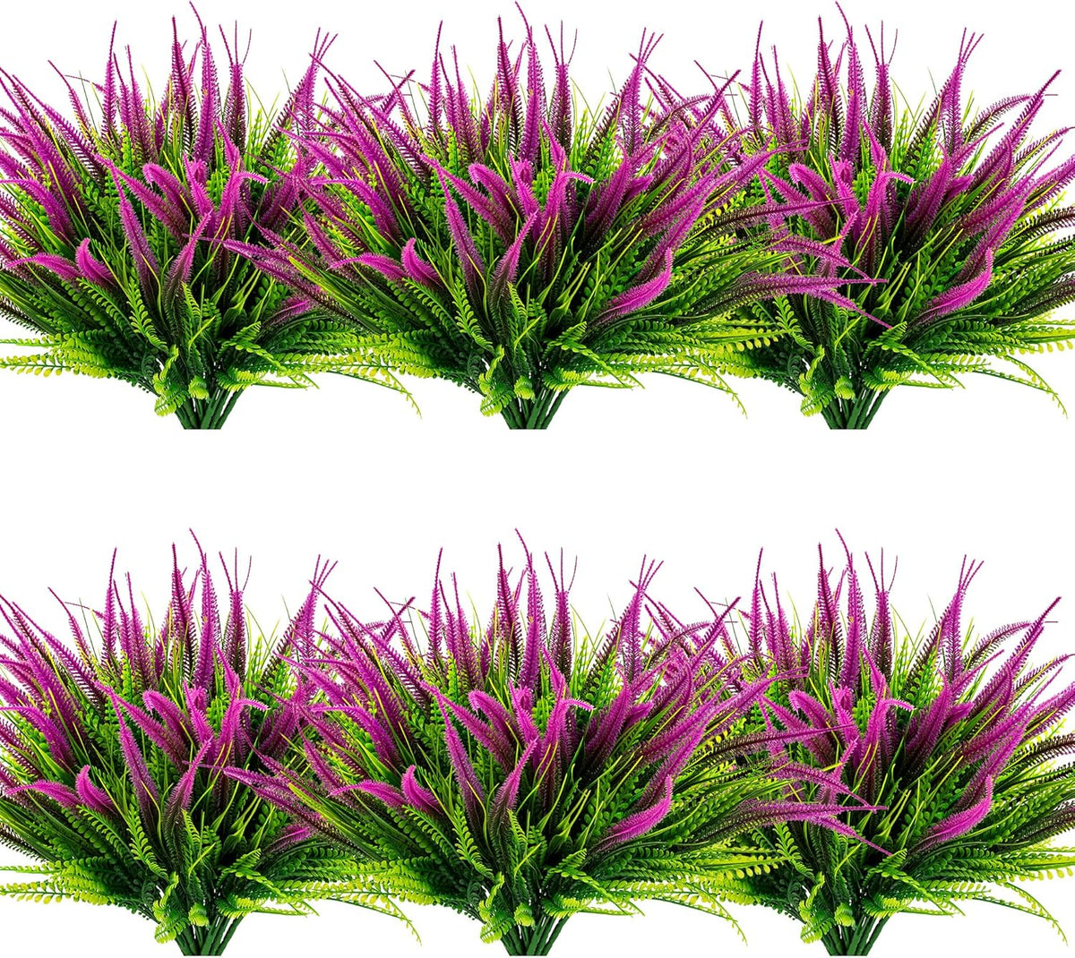 8 Bundles Artificial Plants Bushes Outdoor UV Resistant Fake Flowers Grass Bulk Faux Plastic Greenery for Fall Winter Summer Outside Window Box Planter Front Porch Yard Floral Arrangements