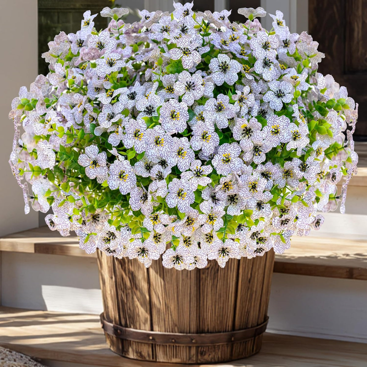 AXYLEX Artificial Flowers for Outdoors Fake Plants - 16 Bundles Faux Outside Greenery Boxwood UV Resistant Plastic Shrubs Decor (Mixed)
