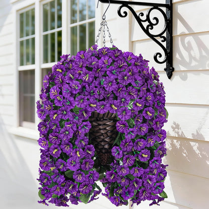 HyeFlora Artificial Fake Hanging Outdoor Flowers Plants Basket, Faux Silk Yellow Daisy Flowers UV Resistant Realistic Hanging Planter Orchid Vines for Outside Porch Patio Home Garden Yard Decoration
