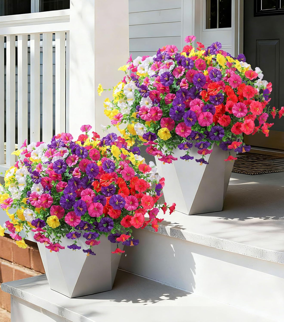 Ivydale 24 Bundles Artificial Flowers for Outdoors Spring Summer Porch Decor, Faux Petunias Plants Outdoor Fake Realistic UV Resistant Silk Flowers for Outside Planters Patio Window Garden Yard Home
