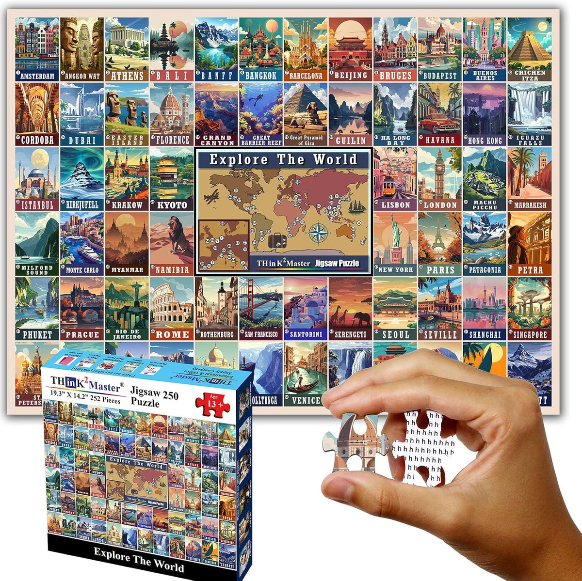 Colorful Dinosaurs 250 Pieces Jigsaw Puzzle for Kids and Adults, 14.2” X 19.3”