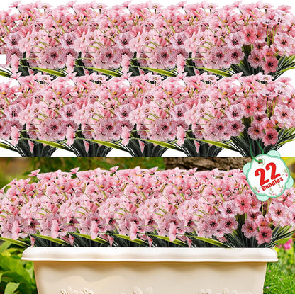 Artificial Flowers Outdoor Fake Plants, Faux Silk Flowers Plastic Plants for Outdoors Indoor and Outdoor Front Porch Hanging Planter Window Box Garden Home Spring Decoration, 14 Pack (Mix)
