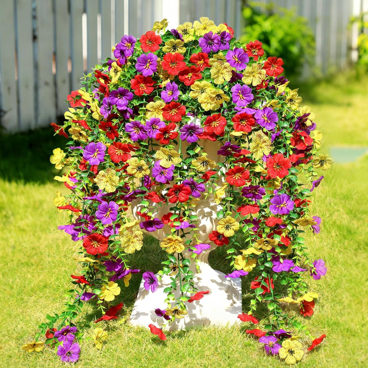 Artificial Flowers for Outdoors Spring Decor, 6 Bundles UV Resistant Realistic Fuax Silk Hanging Flowers, Fake Plants for Planter Indoor and Outdoor Garden Porch Patio Balcony Yard Farmhouse