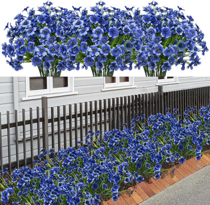 21 Bundles Artificial Outdoor UV Resistant Flowers No Fade Fake Outside Flowers Plastic Greenery Faux Shrubs Garden Porch Window Box Home Decoration(Purple)