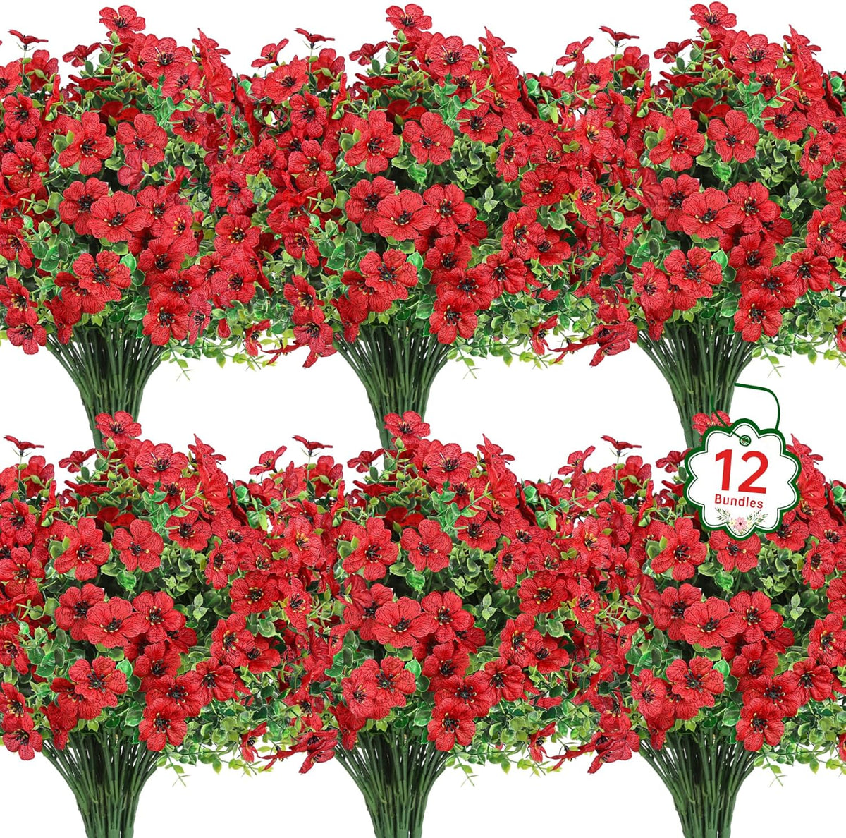 Ouddy Decor 24 Bundles Artificial Flowers for Outdoors Fake Silk Flowers UV Resistant Faux Plastic Plants for Spring Summer Garden Porch Window Box Table Vase Home Indoor Outdoor Decoration, Yellow