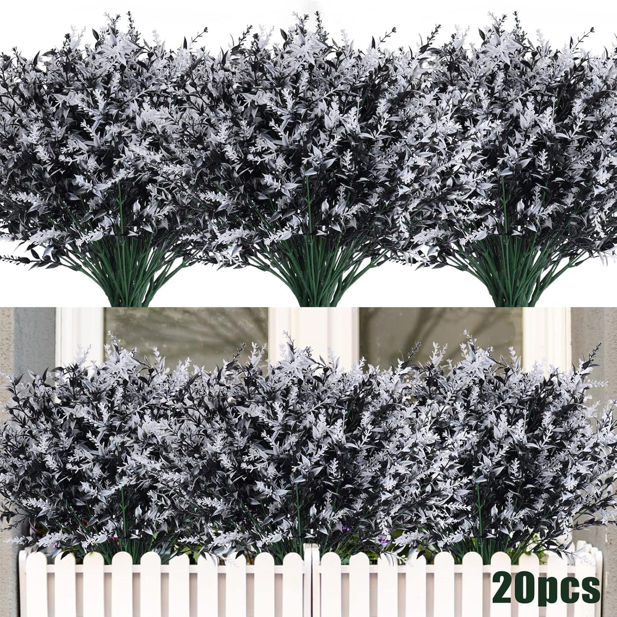 Outdoor Artificial Plant UV Resistant Fake Stems Plants, Faux Plastic Greenery for Indoor and Outdoor Hanging Plants Garden Porch Window Box Home Wedding Farmhouse Outdoor Decorations for Patio (Fuchsia)