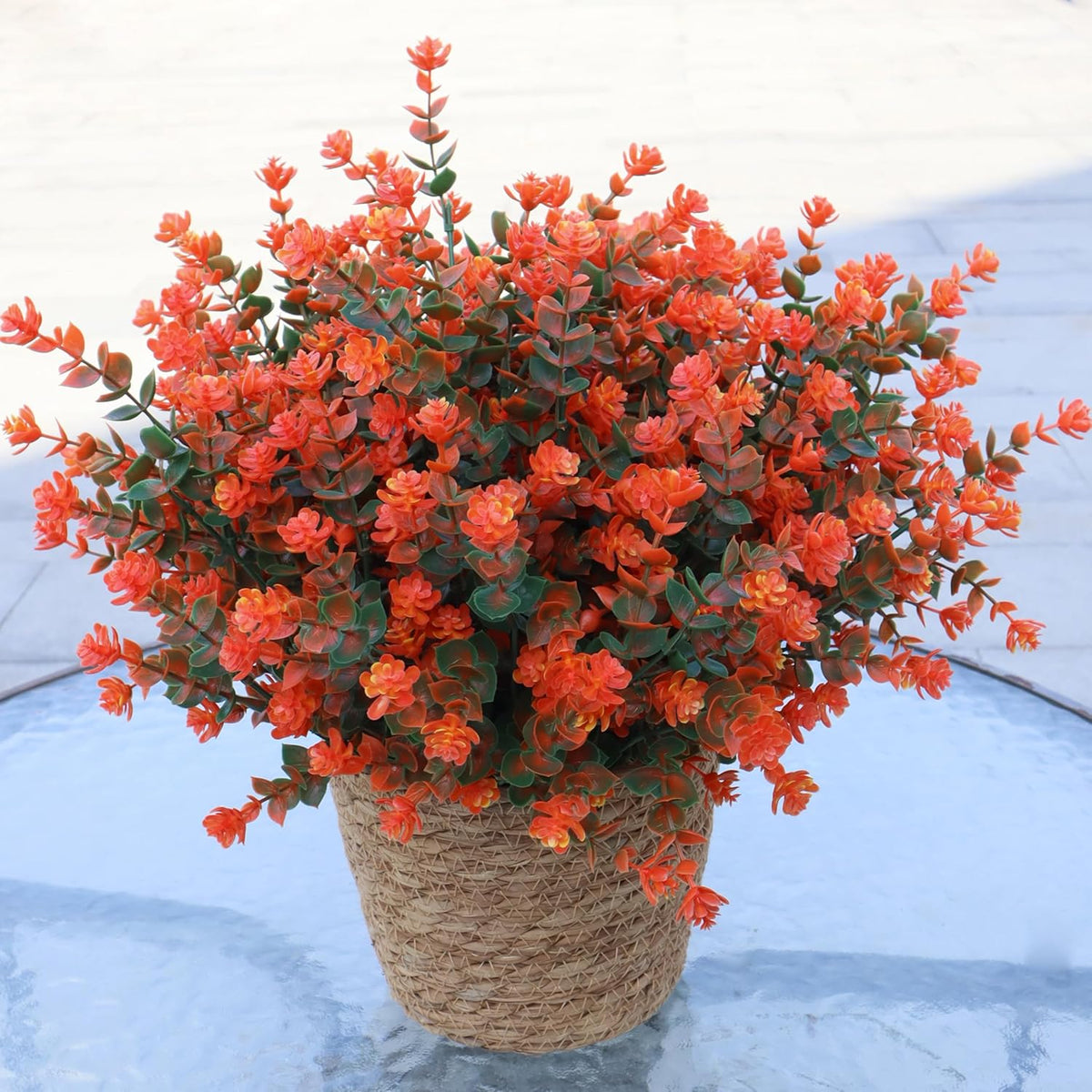Artificial Flowers for Outdoors, 12 Bundles UV Resistant Realistic Faux Plants for Outside Porch Planter, Spring Summer Home Garden Decoration, Blue