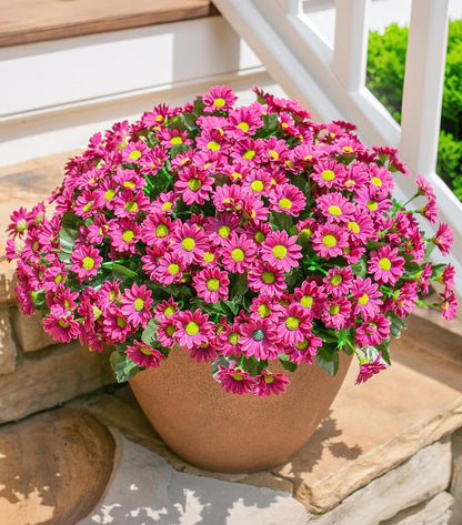 Daisy Artificial Flowers for Outdoors Decoration, 6 Bundles Fake Plants Flowers Bouquet Faux Flowers for Outdoor Planter Look Real UV Resistant Silk Flowers for Outside Front Door Porch Patio, Yellow
